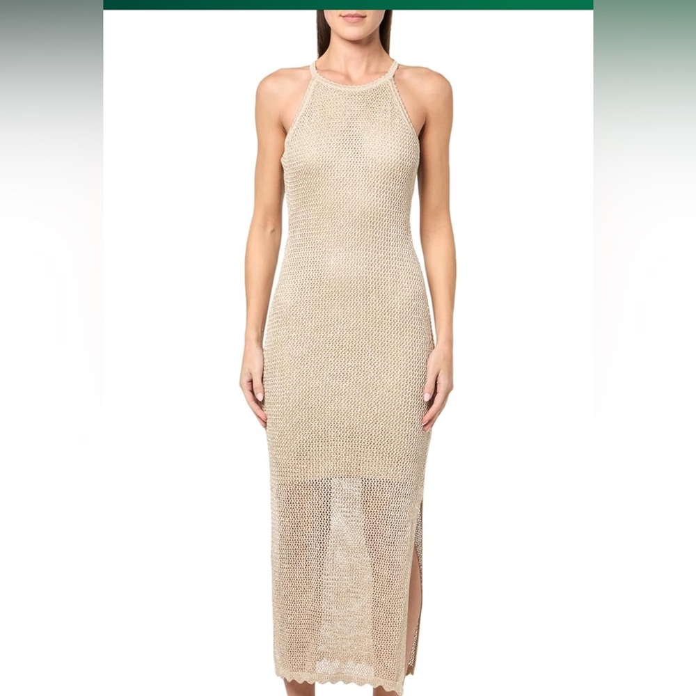 Guess Cream Midi Dress with sparkles all over it